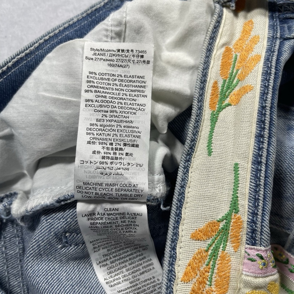 Tory Burch Women's Size 27 Floral Trim Button Fly Straight Leg Jeans Blue - Picture 5 of 12